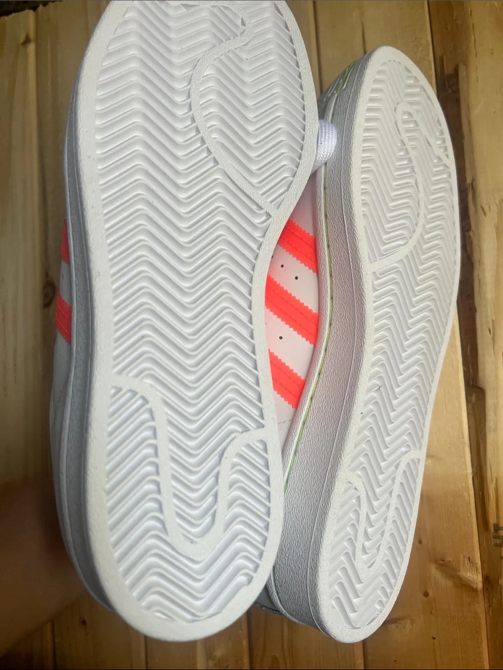 adidas Women’s White Sneakers with Neon Pink Stripes